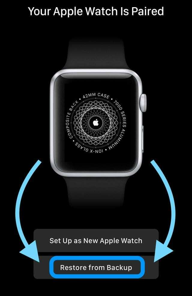 Restaurar do backup no Apple Watch