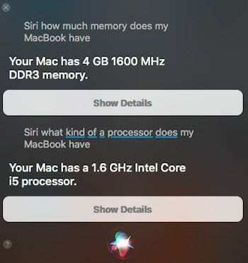 Siri MacBook სისტემის ფუნქციისთვის