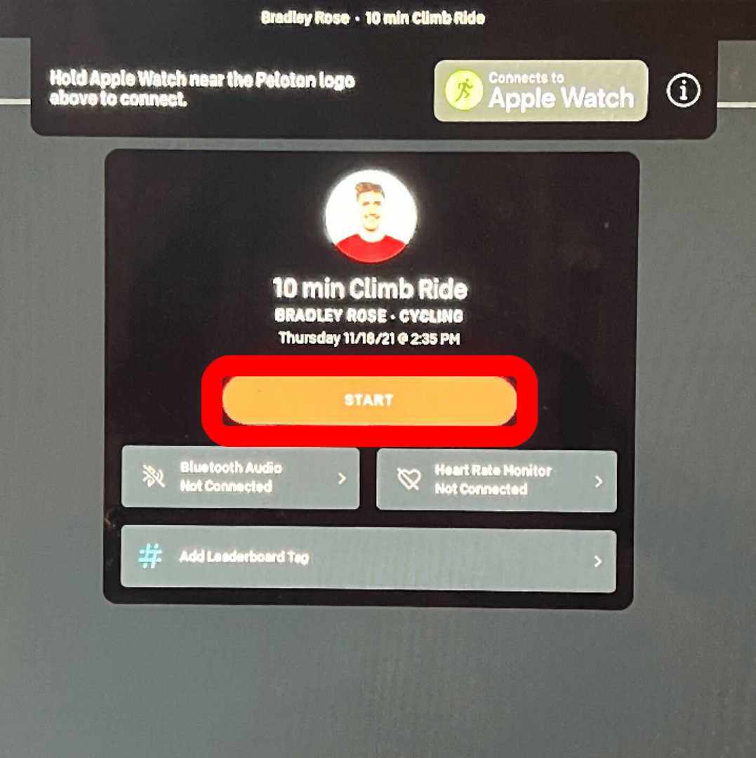 Πατήστε έναρξη - συνδέστε το apple watch στο peloton