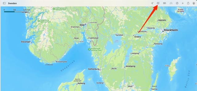 რუკის ხატულა Mac-ის ეკრანის სურათი