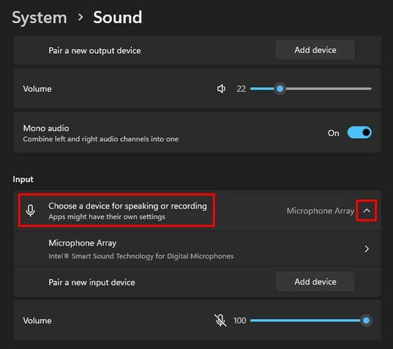 Revocar dispositivo de acceso de sonido Windows 11