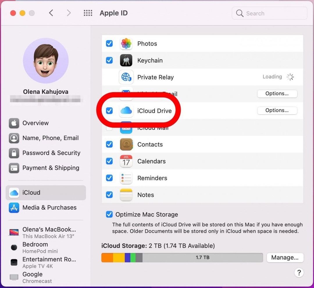 Noklikšķiniet, lai atzīmētu izvēles rūtiņu - dublējiet Macbook Pro, dublējiet datoru pakalpojumā icloud