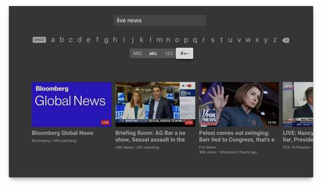 Aplikácia YouTube na Apple TV Live News