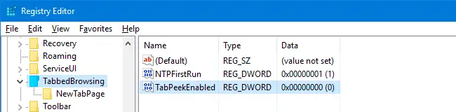 tabvoorbeeld uitschakelen in edge