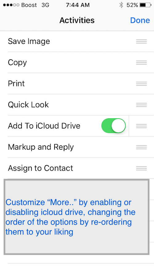 iOSメール添付オプションのカスタマイズ