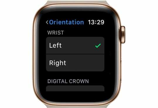 orientacijos nustatymas Apple Watch