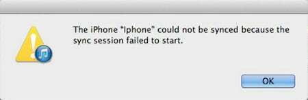 Das iPhone konnte nicht synchronisiert werden, da die Synchronisierungssitzung nicht gestartet werden konnte.