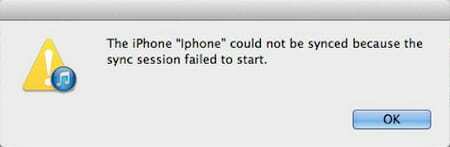 iPhone se nije mogao sinkronizirati jer sesija sinkronizacije nije uspjela započeti.