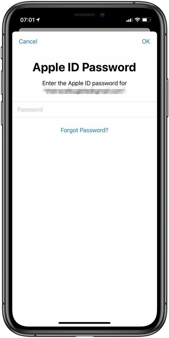 Inserisci la password dell'ID Apple