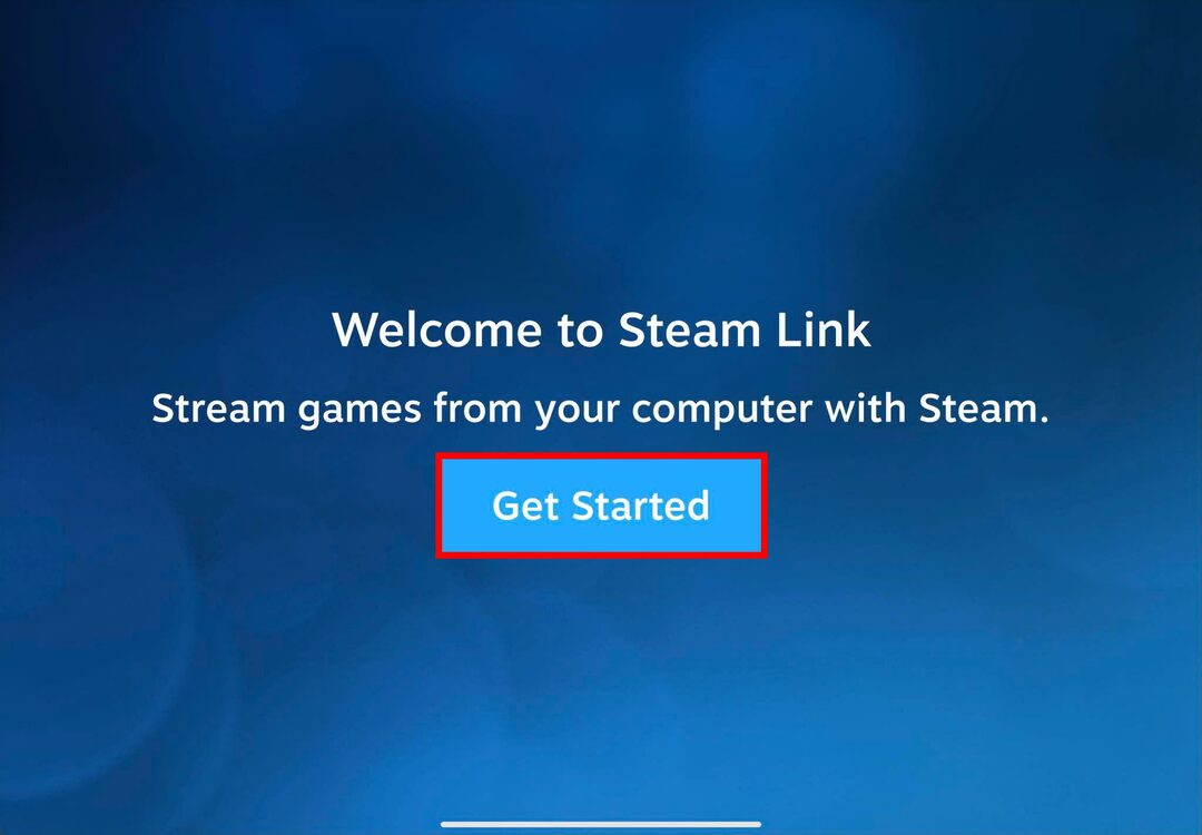 „Steam Link“ programos pradžios mygtukas įdiegus „iPad“.