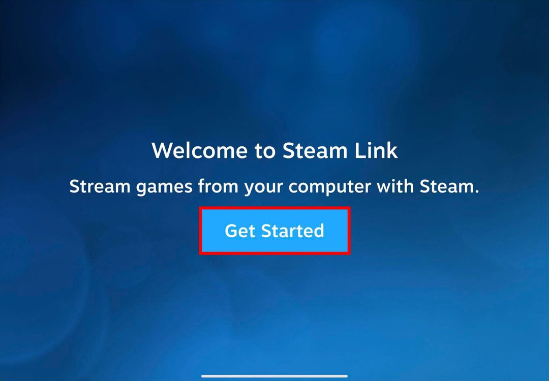 Бутонът за стартиране на приложението Steam Link след инсталиране на iPad