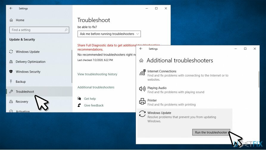 გაუშვით Windows Updates Troubleshooter