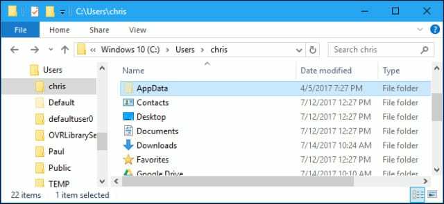 AppData-mappen i Windows File Explorer