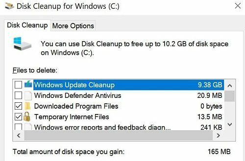ดิสก์ล้างข้อมูล windows-update-cleanup