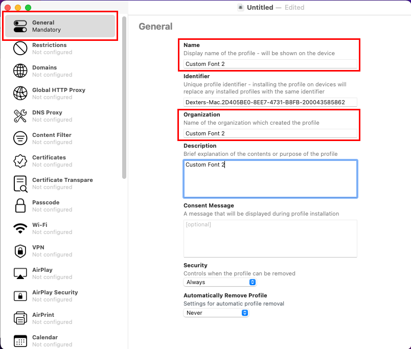 Nommer vos profils de configuration