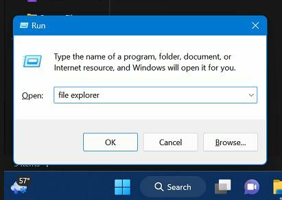 Esegui box file explorer W11