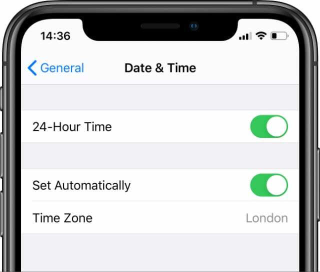 Настройки даты и времени на iPhone