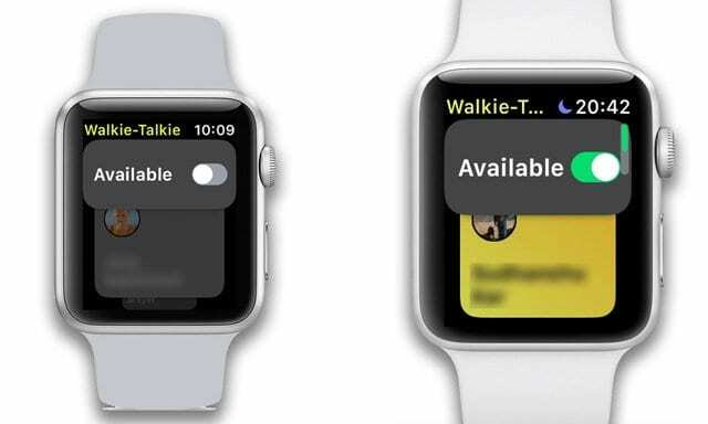 Status walkie talkie w zegarku Apple Watch dostępny