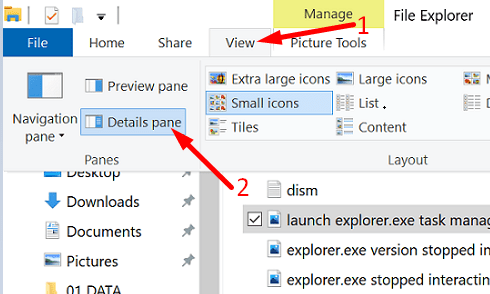 Datei-Explorer-Details-Fenster