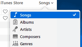 Seleção de músicas do iTunes