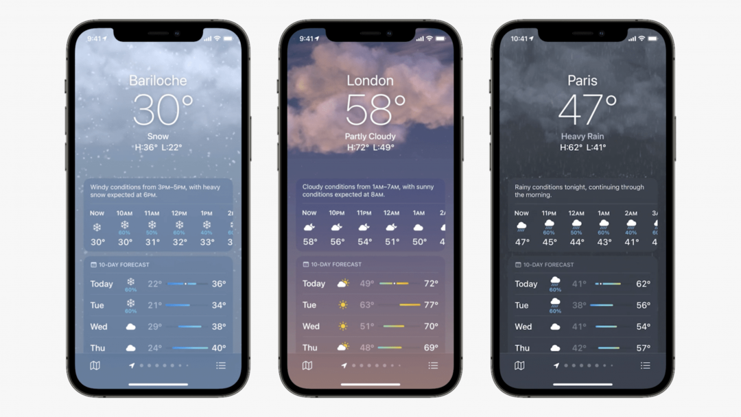 application météo ios 15