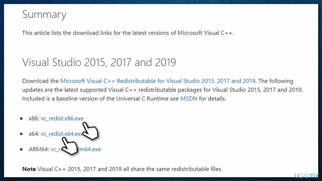 Installez la dernière version de Visual C++