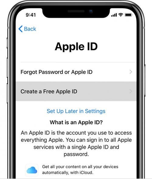 crea un account Apple