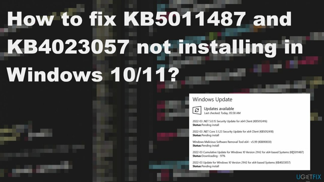 KB5011487 и KB4023057 не устанавливаются