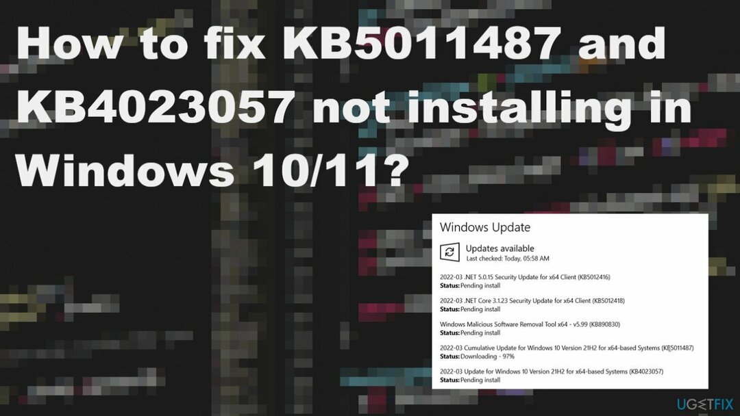 Problème d'installation de KB5011487 et KB4023057