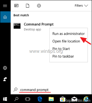 prompt de comandă ca administrator Windows 10