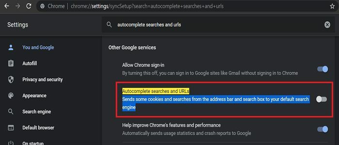 chrome-çerez-gönder-ve-aramaları-varsayılan-arama motoru