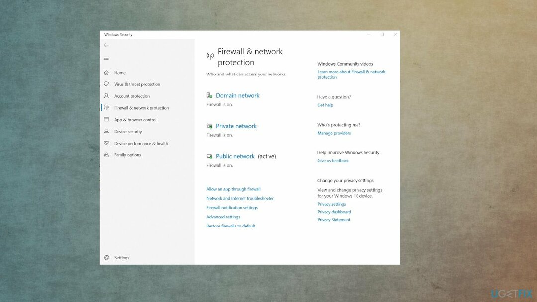 Impostazioni del firewall su win 10