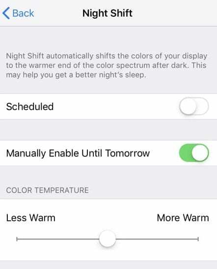 Schakel Night Shift-modus handmatig in op iPhone