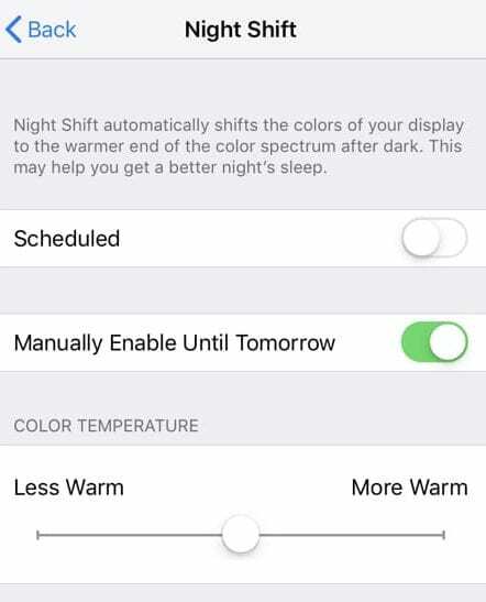 Omogućite način rada Night Shift ručno na iPhoneu