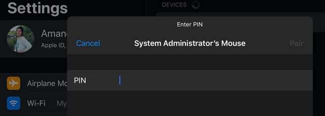 voer de pincode in voor muisondersteuning op iPadOS