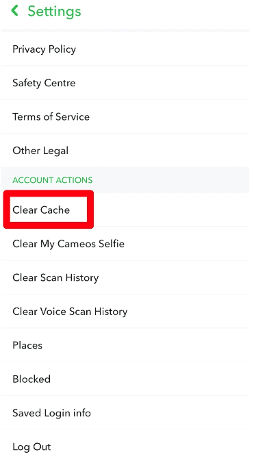 Löschen Sie den Snapchat-Cache