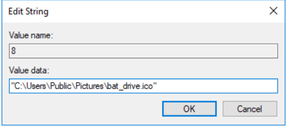 ป้อน D:\icons\Drive.ico เป็นค่าใน String