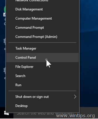 ovládací panel windows 10