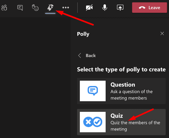 Polly-Quiz während des ms-Team-Meetings erstellen