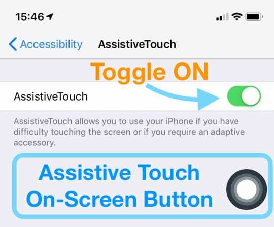 Υποστηρικτικό κουμπί αφής iOS στην οθόνη του iPhone