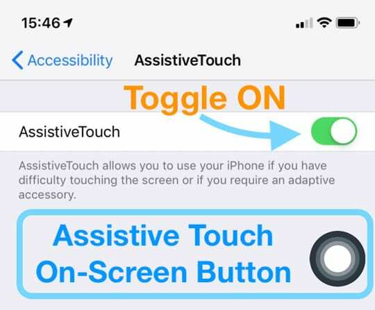 iOS დამხმარე სენსორული ღილაკი iPhone-ის ეკრანზე