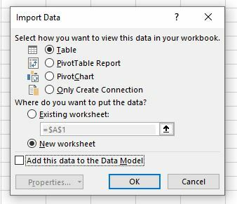 Importera data Windows Excel