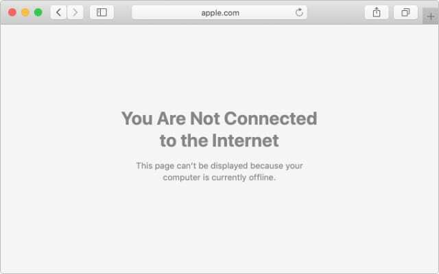 A Safari ablak nem csatlakozik az internethez