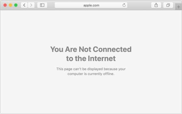 Safari penceresi internete bağlı değil