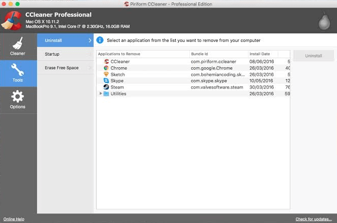 CCleaner - Cel mai bun instrument de curățare Mac