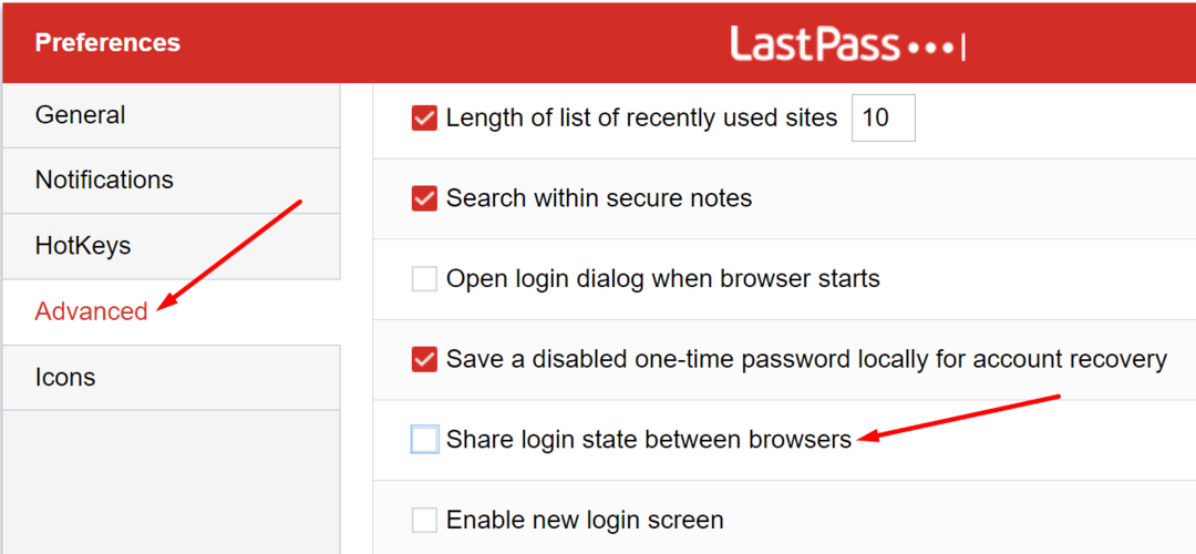 lastpass κοινής χρήσης κατάσταση σύνδεσης μεταξύ προγραμμάτων περιήγησης