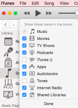 Włącz podcasty w menu iTunes