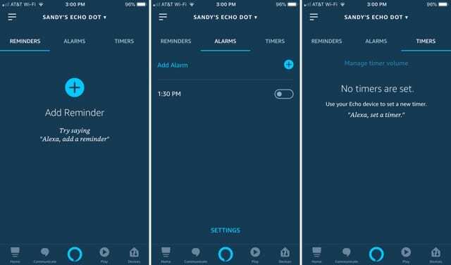 Alexa App Reminders Таймери будильників на iPhone