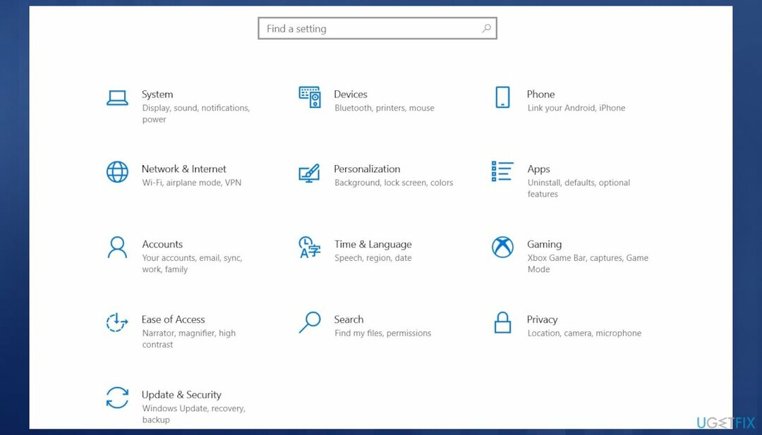 Panel de configuración