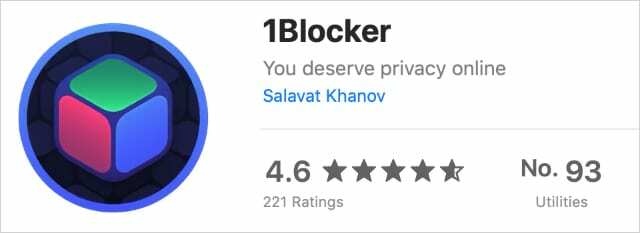1Blocker-laajennus Mac App Storessa